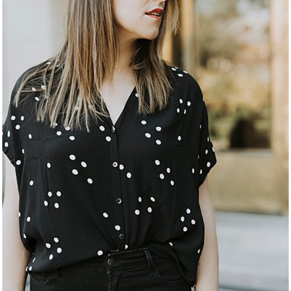 Madewell polka dot blouse size XS